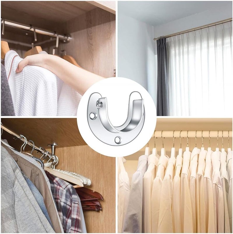 2PCS 28mm Opening Steel Wardrobe Bracket Supports Heavy Duty Curtain Rod Holder Set - Image 3